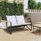 vidaXL - Tuinbank - met - kussens - 120 - cm - staal - zwart