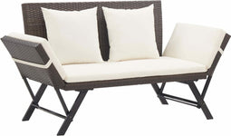 vidaXL - Tuinbank - met - kussens - 176 - cm - poly - rattan - bruin