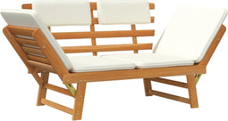 vidaXL - Tuinbank - met - kussens - 2-in-1 - 190 - cm - massief - acaciahout