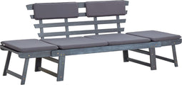 vidaXL - Tuinbank - met - kussens - 2-in-1 - 190 - cm - massief - acaciahout - grijs