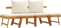 vidaXL - Tuinbank - met - kussens - 2-in-1 - massief - acaciahout