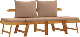 vidaXL - Tuinbank - met - kussens - 2-in-1 - massief - acaciahout