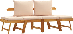 vidaXL - Tuinbank - met - kussens - 2-in-1 - massief - acaciahout