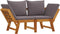 vidaXL - Tuinbank - met - kussens - 2-in-1 - massief - acaciahout