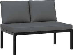 vidaXL - Tuinbank - met - kussens - aluminium - zwart