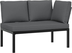 vidaXL - Tuinbank - met - kussens - aluminium - zwart