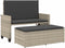 vidaXL - Tuinbank - met - kussens - en - voetenbank - poly - rattan - lichtgrijs