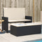 vidaXL - Tuinbank - met - kussens - en - voetenbank - poly - rattan - zwart