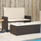 vidaXL - Tuinbank - met - kussens - en - voetenbank - poly - rattan - bruin