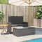vidaXL - Tuinbank - met - kussens - en - voetenbank - poly - rattan - grijs