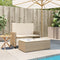 vidaXL - Tuinbank - met - kussens - en - voetenbank - poly - rattan - beige