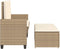 vidaXL - Tuinbank - met - kussens - en - voetenbank - poly - rattan - beige