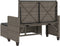 vidaXL - Tuinbank - met - kussens - en - voetenbank - poly - rattan - grijs