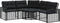 vidaXL - Tuinbank - met - kussens - en - voetensteun - L-vormig - poly - rattan - zwart