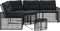 vidaXL - Tuinbank - met - kussens - en - voetensteun - L-vormig - poly - rattan - zwart