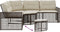vidaXL - Tuinbank - met - kussens - en - voetensteun - L-vormig - poly - rattan - bruin