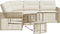 vidaXL - Tuinbank - met - kussens - en - voetensteun - L-vormig - poly - rattan - beige