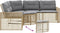 vidaXL - Tuinbank - met - kussens - en - voetensteun - L-vormig - poly - rattan - beige