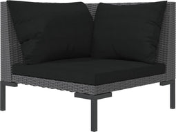 vidaXL - Tuinbank - met - kussens - halfrond - poly - rattan