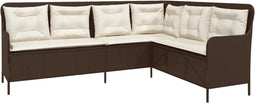 vidaXL - Tuinbank - met - kussens - L-vormig - poly - rattan - bruin