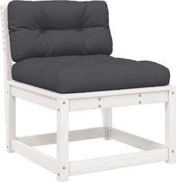vidaXL - Tuinbank - met - kussens - massief - grenenhout - wit