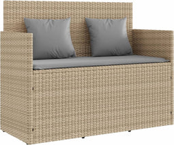 vidaXL - Tuinbank - met - kussens - poly - rattan - beige
