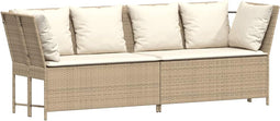 vidaXL - Tuinbank - met - kussens - poly - rattan - beige