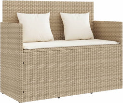 vidaXL - Tuinbank - met - kussens - poly - rattan - beige