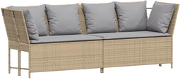 vidaXL - Tuinbank - met - kussens - poly - rattan - beige