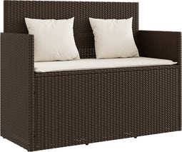 vidaXL - Tuinbank - met - kussens - poly - rattan - bruin