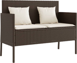 vidaXL - Tuinbank - met - kussens - poly - rattan - bruin