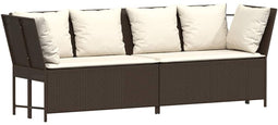 vidaXL - Tuinbank - met - kussens - poly - rattan - bruin