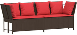 vidaXL - Tuinbank - met - kussens - poly - rattan - bruin