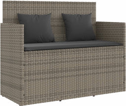 vidaXL - Tuinbank - met - kussens - poly - rattan - grijs