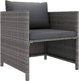 vidaXL - Tuinbank - met - kussens - poly - rattan - grijs
