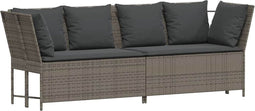 vidaXL - Tuinbank - met - kussens - poly - rattan - grijs