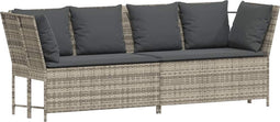 vidaXL - Tuinbank - met - kussens - poly - rattan - lichtgrijs