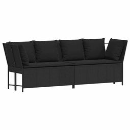 vidaXL - Tuinbank - met - kussens - poly - rattan - zwart
