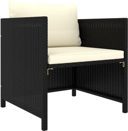 vidaXL - Tuinbank - met - kussens - poly - rattan - zwart