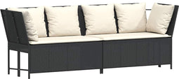 vidaXL - Tuinbank - met - kussens - poly - rattan - zwart
