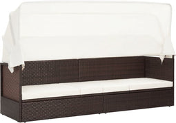 vidaXL - Tuinbank - met - luifel - poly - rattan - bruin