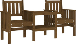 vidaXL - Tuinbank - met - tafel - 2-zits - massief - grenenhout - honingbruin