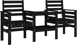 vidaXL - Tuinbank - met - tafel - 2-zits - massief - grenenhout - zwart