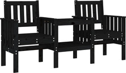 vidaXL - Tuinbank - met - tafel - 2-zits - massief - grenenhout - zwart
