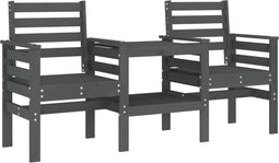 vidaXL - Tuinbank - met - tafel - 2-zits - massief - grenenhout - grijs