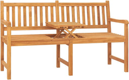 vidaXL - Tuinbank - met - tafel - 3-zits - 150 - cm - massief - teakhout