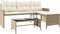 vidaXL - Tuinbank - met - tafel - en - kussens - L-vormig - poly - rattan - beige