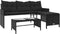 vidaXL - Tuinbank - met - tafel - en - kussens - L-vormig - poly - rattan - zwart