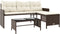 vidaXL - Tuinbank - met - tafel - en - kussens - L-vormig - poly - rattan - bruin