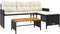 vidaXL - Tuinbank - met - tafel - en - kussens - L-vormig - poly - rattan - zwart